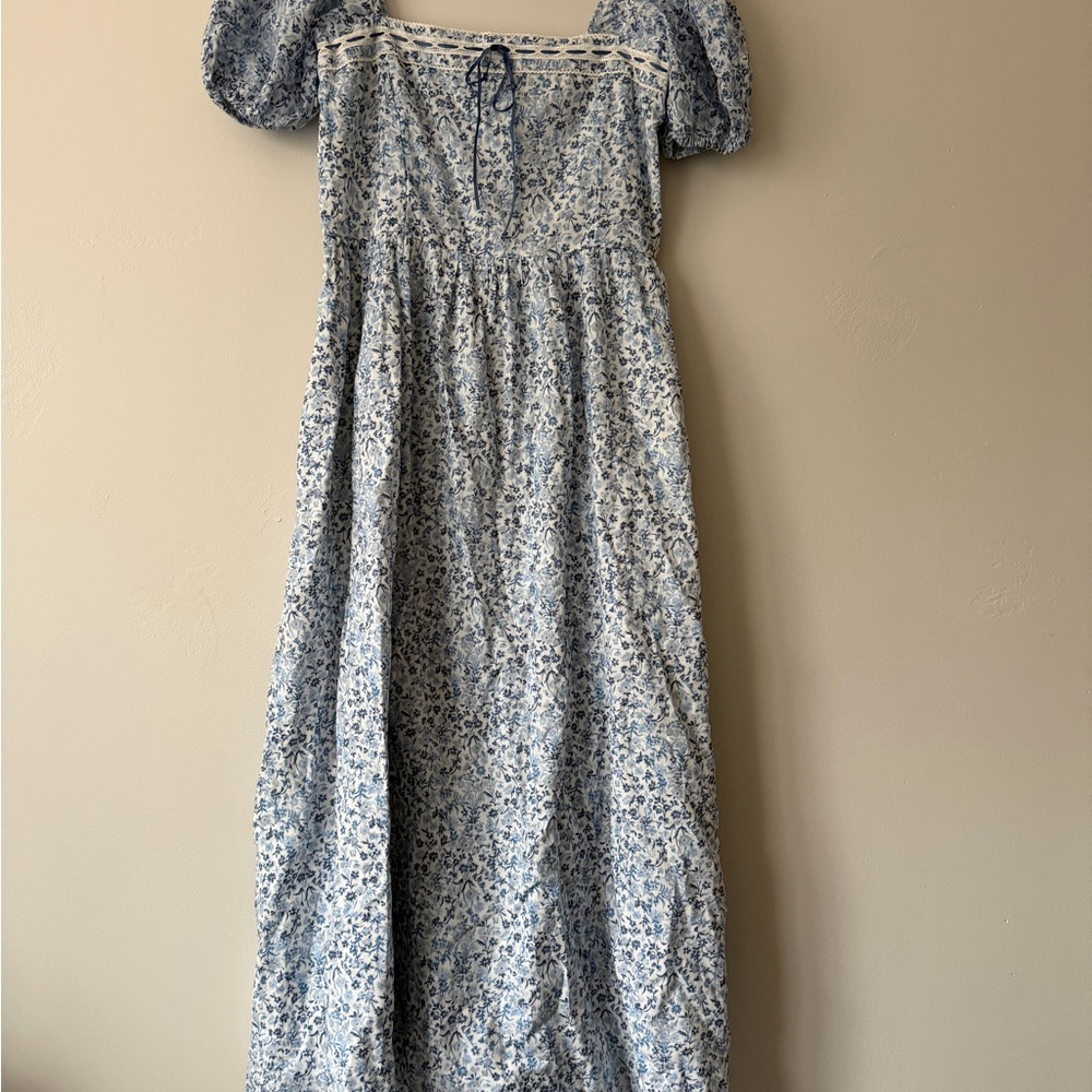 Abercrombie & Fitch Emerson Puff Sleeve Blue Floral Dress